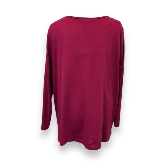 Quacker Factory Women’s Christmas Top Reindeer Embroidered Sequins Burgundy 2X - Picture 6 of 11